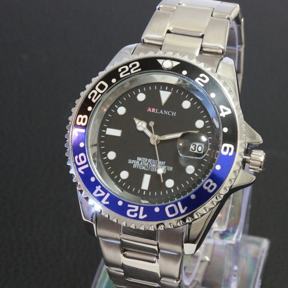 Men's Diver Style Watch Batman Bezel Stainless Bracelet 40mm - Picture 7 of 12